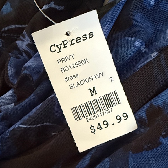 CyPress Floral Black and Blue Dress - Picture 2 of 6
